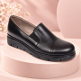 pantofi dama negri din piele naturala cu platforma joasa si elastic lateral NA270NP Ciucaleti